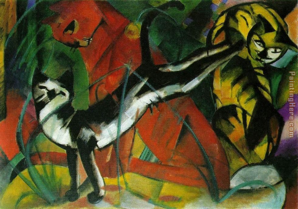 hree Cats painting - Franz Marc hree Cats art painting
